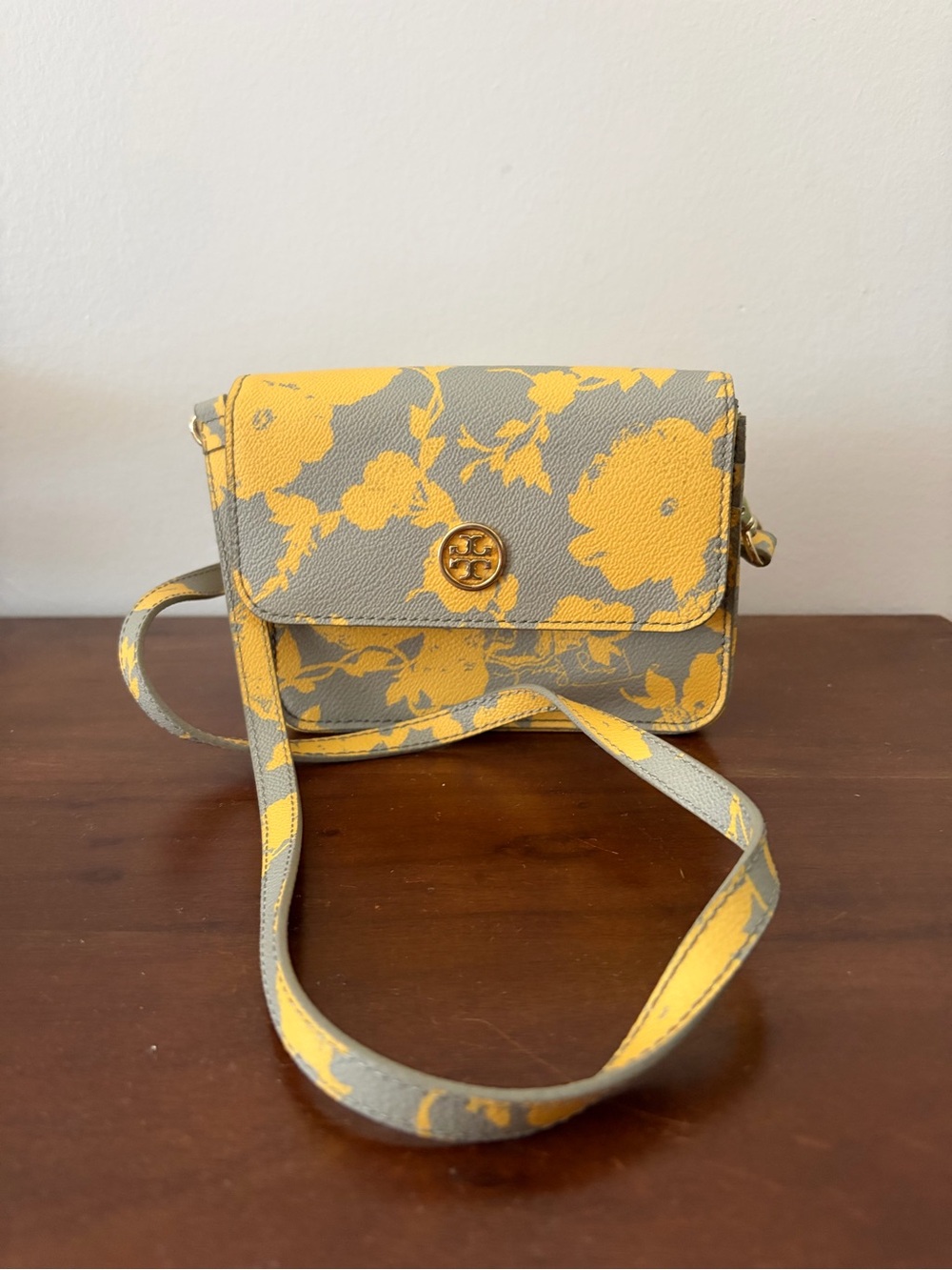 Tory Burch Yellow Floral Mini Crossbody Bag